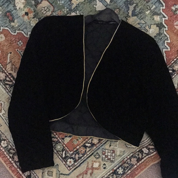 Vintage 90s y2k cropped black velvet and gold rope trim jacket - Picture 4 of 8